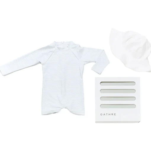 minnow Baby Boys' First Beach Day Bundle Powder Blue Stripe New