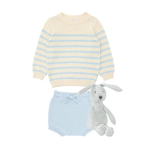 minnow Baby Boys Knit Bundle Cream And Blue Stripe Discount