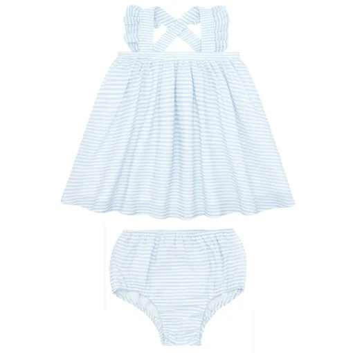 minnow Baby Flutter Tank Bloomer Set Powder Blue Stripe Fashion