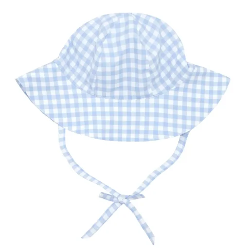 minnow Baby Sun Hat | Swim Oasis Blue Gingham Clearance