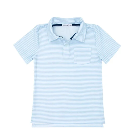 minnow Boys Cotton Polo Powder Blue Stripe Hot