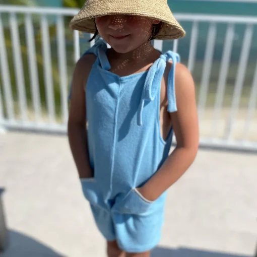 minnow Girls Blue French Terry Romper French Blue Outlet