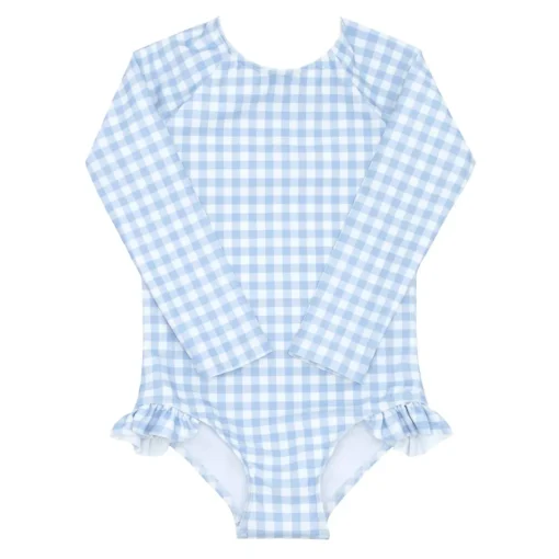 minnow Girls Rashguard One Piece Oasis Blue Gingham Fashion