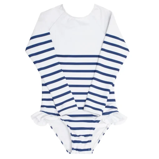 minnow Girls Rashguard One Piece | Swim Breton Stripe Clearance