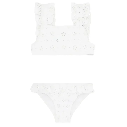 minnow Girls Ruffle Bikini White Eyelet Fashion