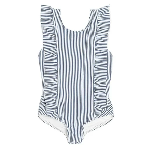 minnow Girls Ruffle One Piece | Swim Navy Stripe Discount