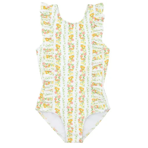 minnow Girls Ruffle One Piece Linear Citrus Clearance