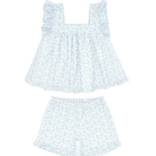minnow Girls Ruffle Top And Short Set Briland Blue Botanic Online