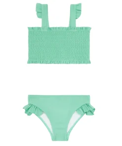 minnow Girls Smocked Bikini Abaco Green Hot