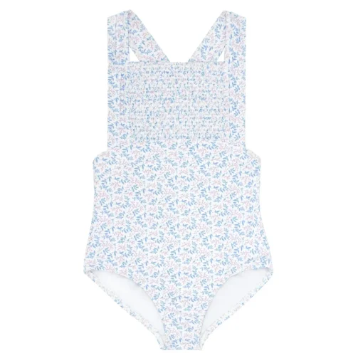 minnow Girls Smocked Crossover One Piece Briland Blue Botanic Best