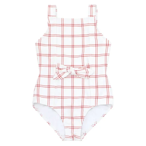 minnow Girls Tie Front One Piece Windowpane Outlet