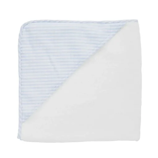 minnow Louelle Pale Blue Gingham Hooded Towel And Wash Glove White Discount