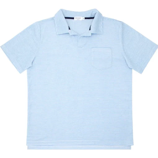 minnow Men's French Terry Polo Powder Blue Stripe Best