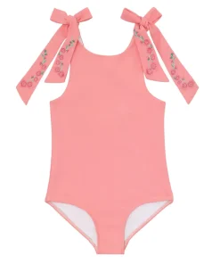 minnow X Fanm Mon Girl's Hibiscus Tie Knot One Piece Coconut Grove White Best