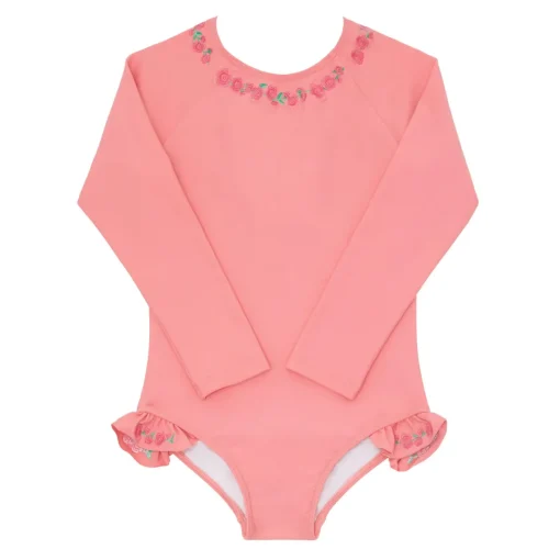 minnow X Fanm Mon Girl's Rashguard One Piece Hibiscus New