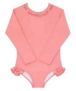 minnow X Fanm Mon Girl's Rashguard One Piece Hibiscus Hot