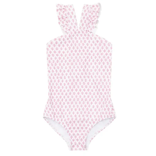 minnow X Sister Parish Girls V-Neck Crossover One Piece Nectar Leaf Sale