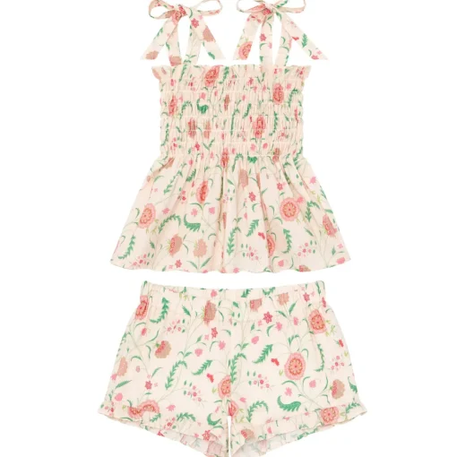 minnow X Sister Parish Girls Smocked Short Set Cloister Botanical Sale