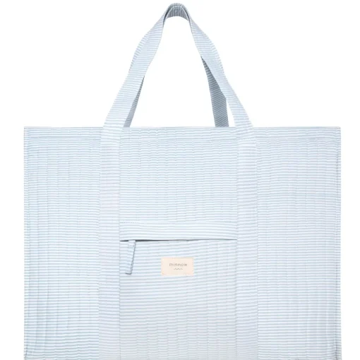 minnow Overnighter Tote Powder Blue Stripe Discount