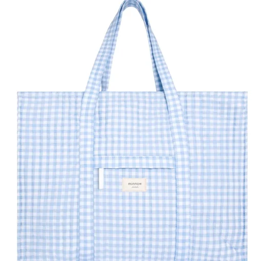 minnow Overnighter Tote Oasis Blue Gingham Online