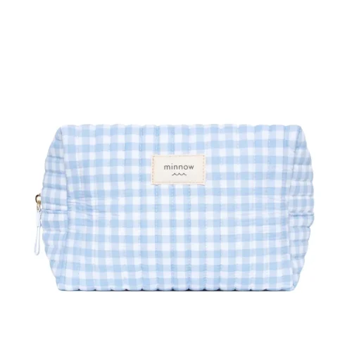 minnow Travel Pouch Oasis Blue Gingham Hot