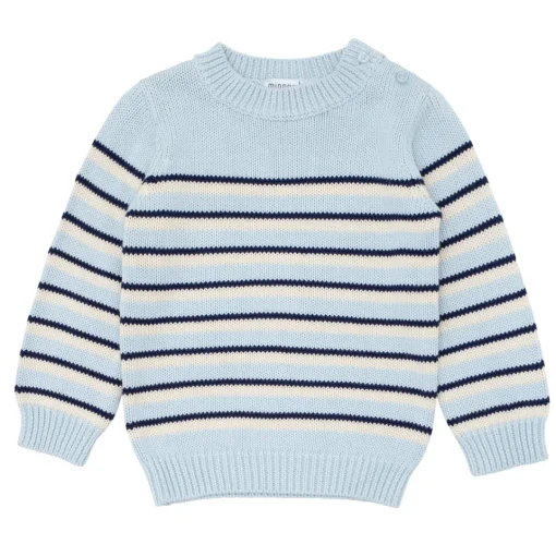 minnow Unisex Knit Sweater Light Blue Tricolor Stripe Online