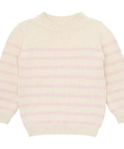minnow Unisex Knit Sweater Cream And Pink Stripe Sale