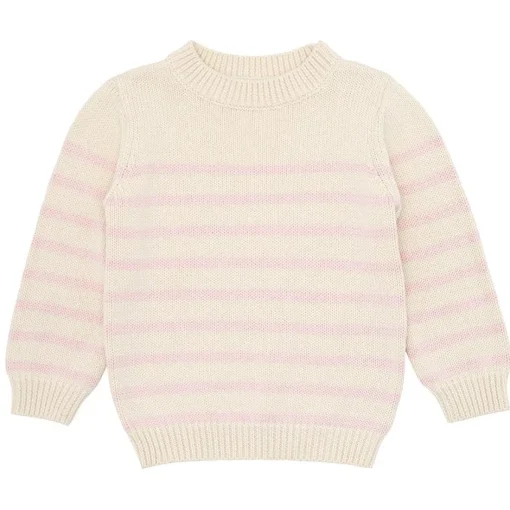 minnow Unisex Knit Sweater Cream And Pink Stripe Sale