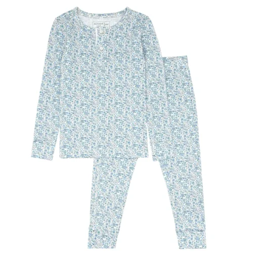 minnow Unisex Pima Pajama Set Slate Floral Best