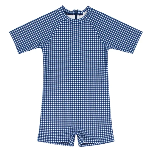 minnow Unisex Rashguard One Piece | Swim Navy Gingham New