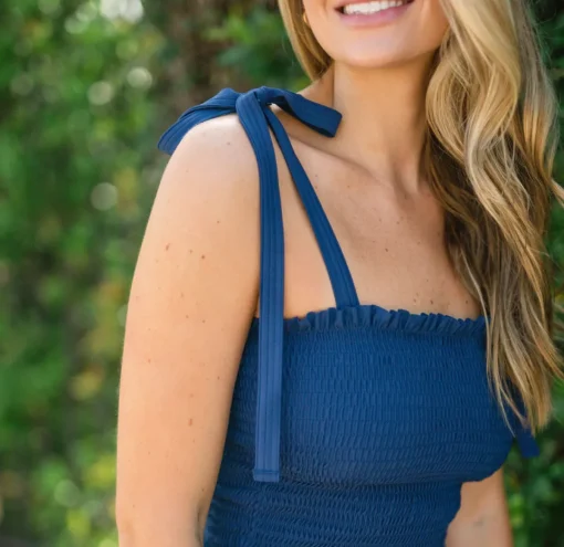 minnow Women's Navy Smocked One Piece Online