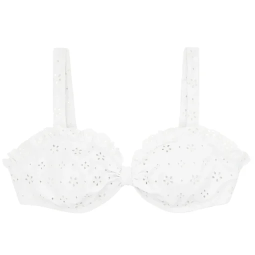 minnow Women's Tie Knot Bikini Top White Eyelet Clearance