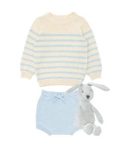 minnow Baby Boys Knit Bundle Cream And Blue Stripe Discount