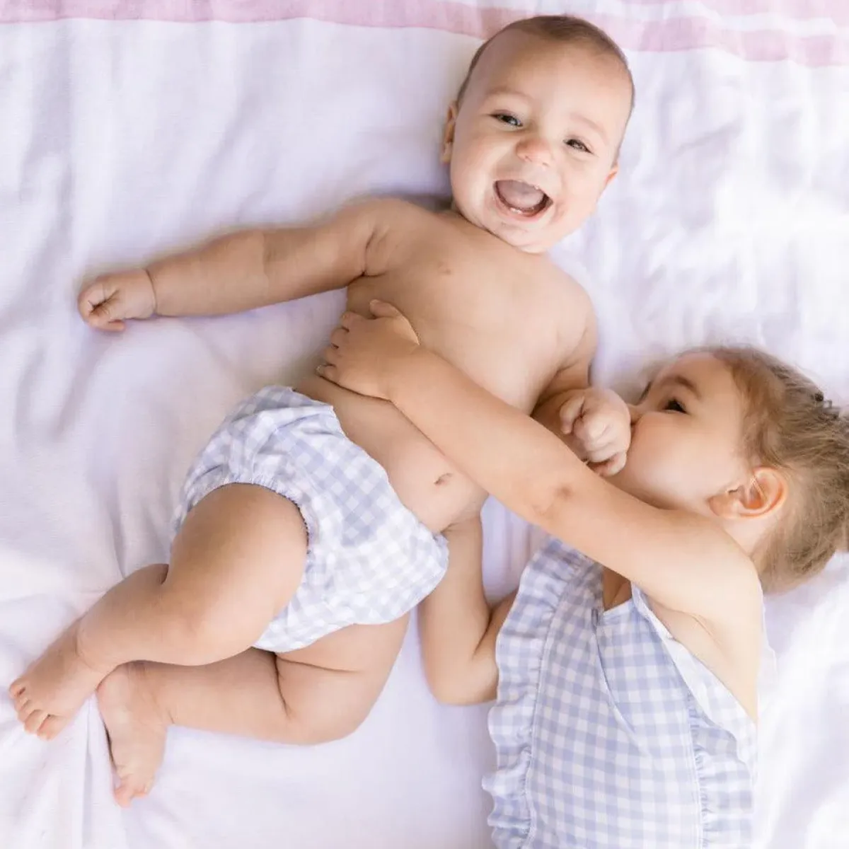 minnow Baby Diaper Cover | Swim Oasis Blue Gingham Hot