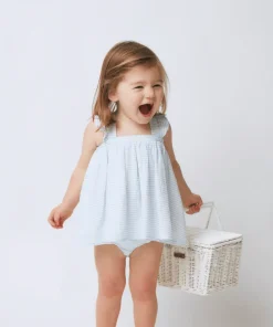 minnow Baby Flutter Tank Bloomer Set Powder Blue Stripe Fashion