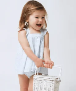 minnow Baby Flutter Tank Bloomer Set Powder Blue Stripe Fashion