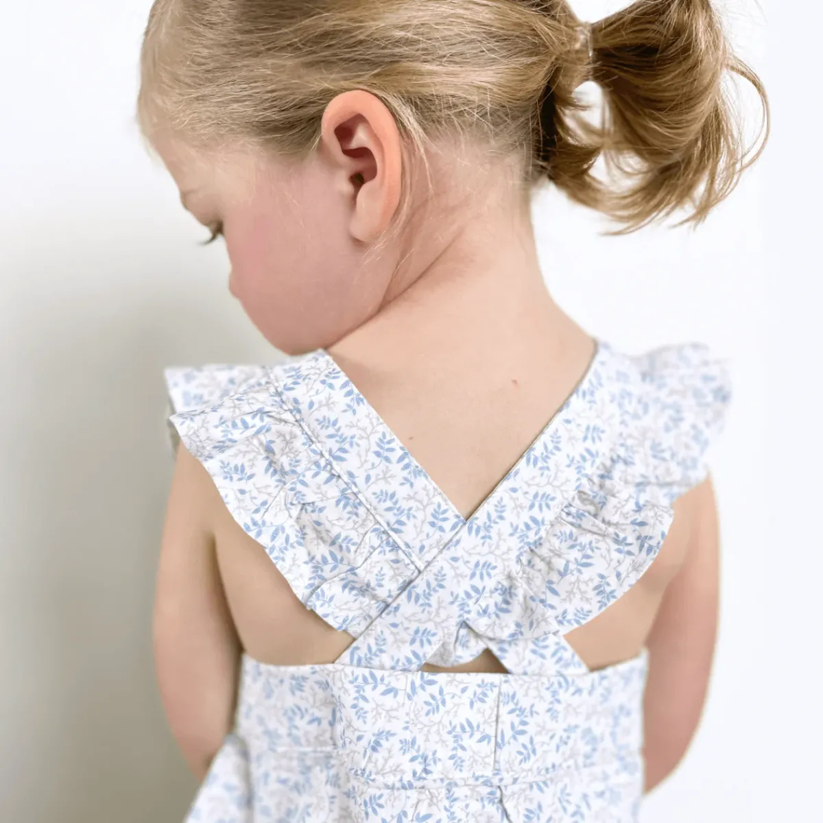 minnow Baby Girls Pinafore Romper Briland Blue Botanic New