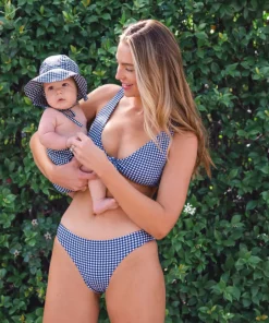 minnow Baby Sunhat | Swim Navy Gingham Outlet