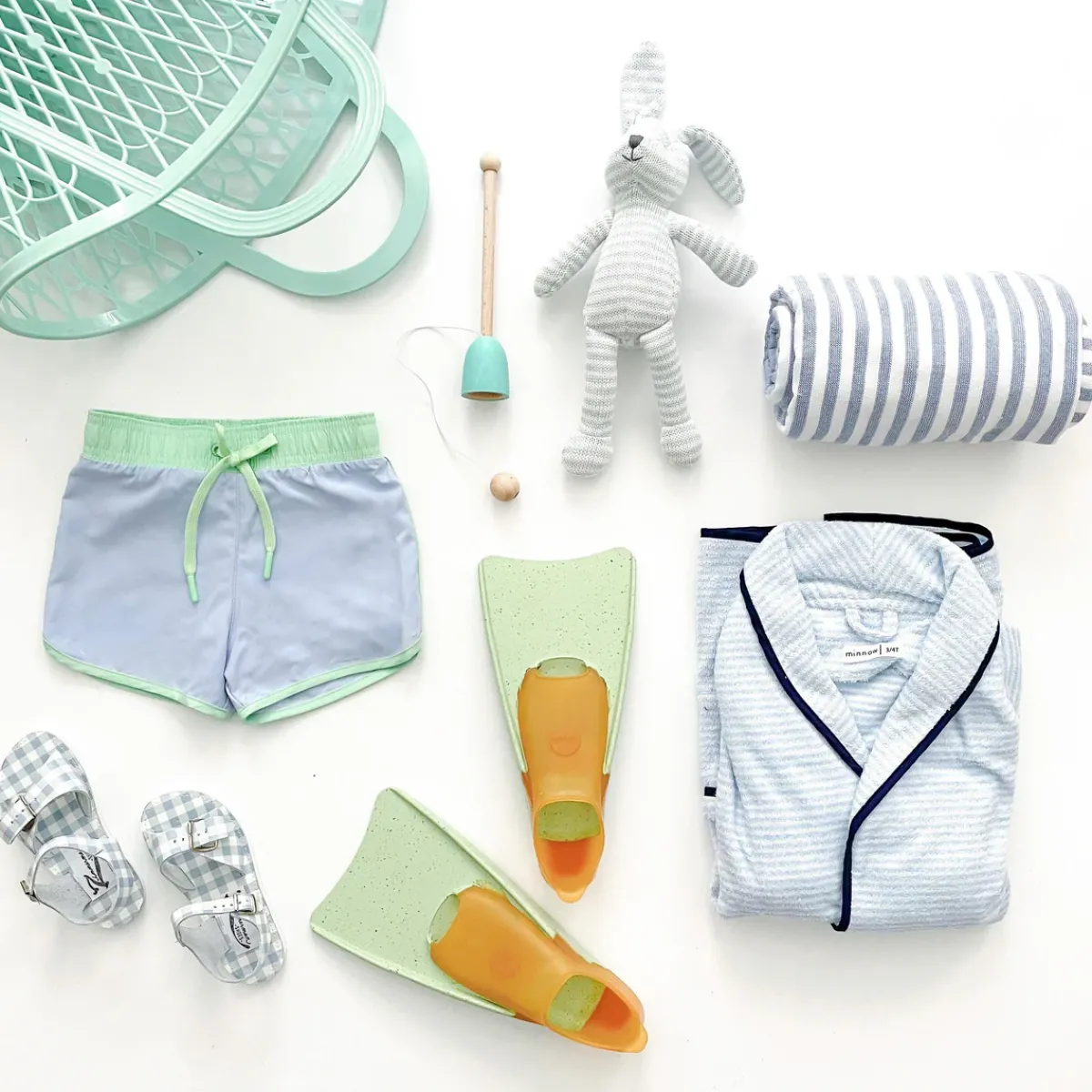 minnow Blue Stripe Cotton Knit Bunny New