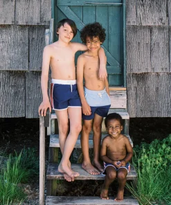 minnow Boys And Dusty Red Boardie | Swim Navy Fashion