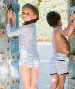 minnow Boys Boardie Oasis Blue Gingham Fashion