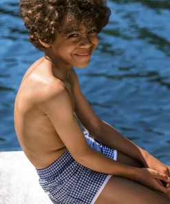 minnow Boys Boardie | Swim Navy Gingham Outlet