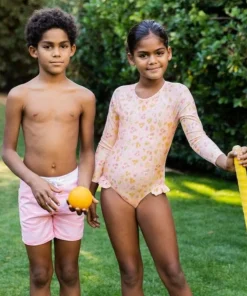 minnow Boys Boardie With Pockets Sorbet Pink Stripe Discount