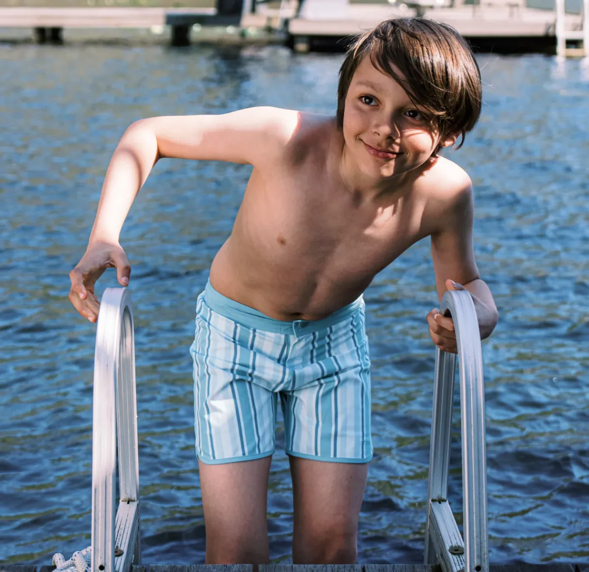 minnow Boys Boardshort | Swim Freshwater Stripe Best