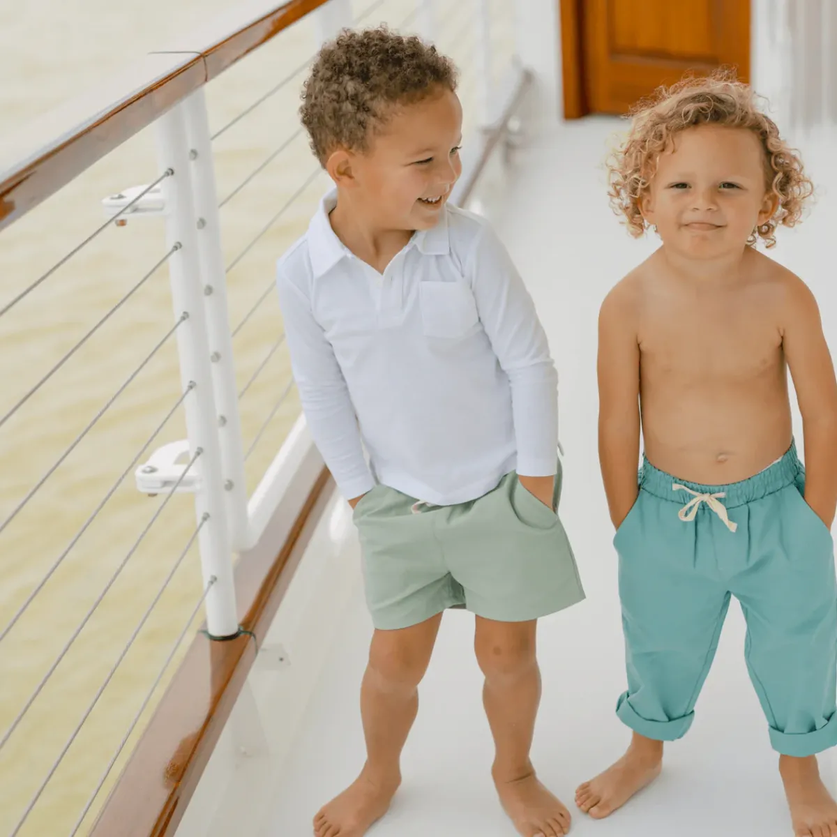 minnow Boys Canvas Short Sea Marsh Green Clearance