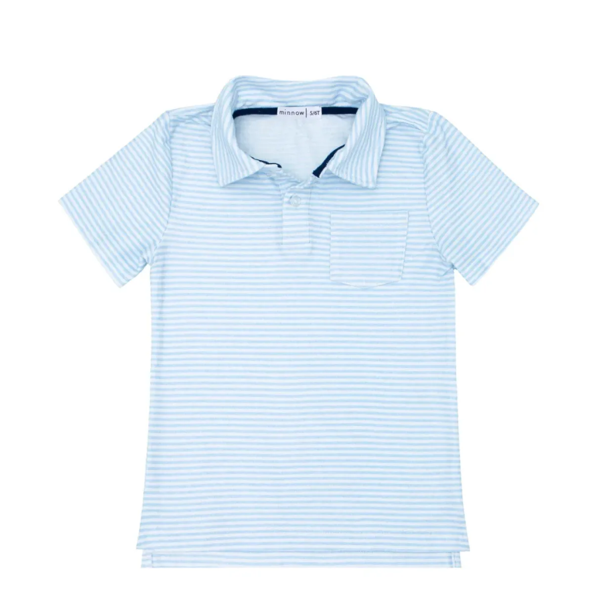 minnow Boys Cotton Polo Powder Blue Stripe Hot