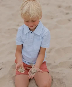 minnow Boys Cotton Polo Powder Blue Stripe Hot