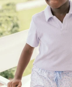 minnow Boys French Terry Polo Shirt Bay Lavender Hot