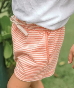 minnow Boys French Terry Short Calypso Coral Stripe Clearance