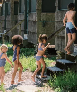 minnow Boys Freshwater Blue And Navy Colorblock Boardie | Swim Freshwater Blue Navy Colorblock New